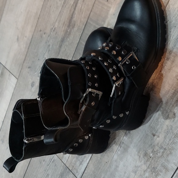 Zara Shoes - Zara studed boots buckles zippers heels womens 10 black